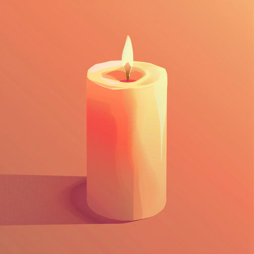 Realistic candle illustration on sunset orange background