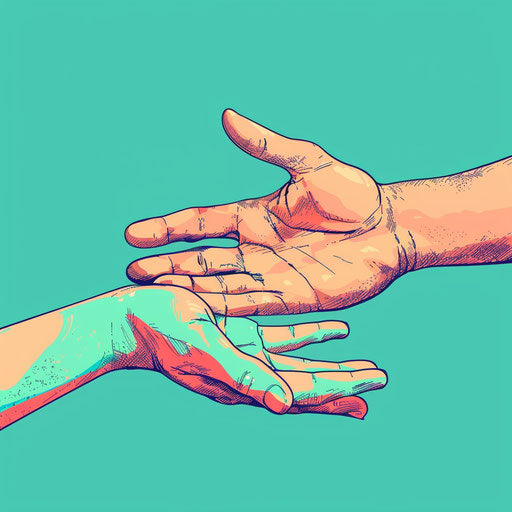 Kindness clipart in photorealistic style on flat turquoise backdrop