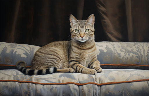 A cat on a cushion sitting on a couch