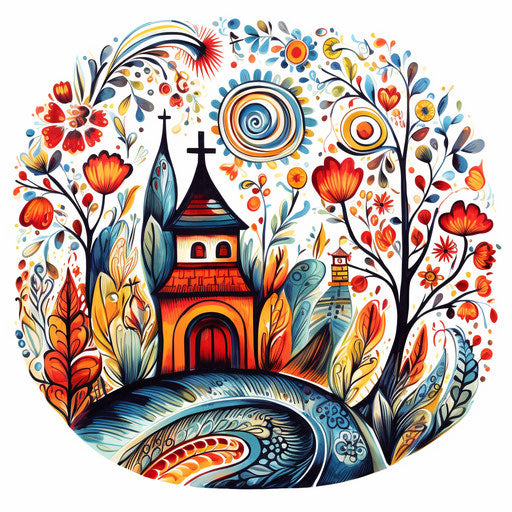 Doodle clipart in the style of Oil painting on white background