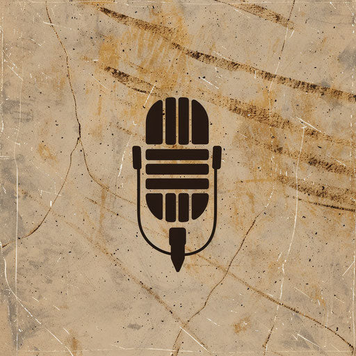 Handcrafted podcast logo with earthy tones and a natural texture background