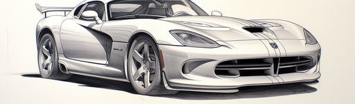 Dodge viper car coloring pages, in the style of Rob Hefferan, subtle use of light and shadow