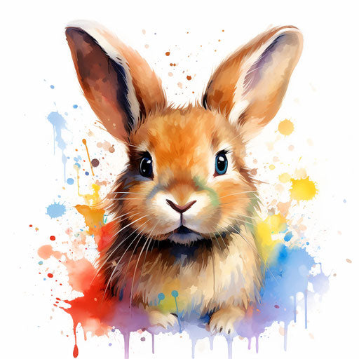 Illustration of cute rabbit in the style of Oil painting, on a white background