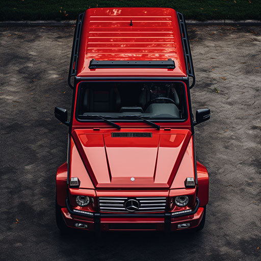 Top view of a classic Mercedes Benz G Wagon