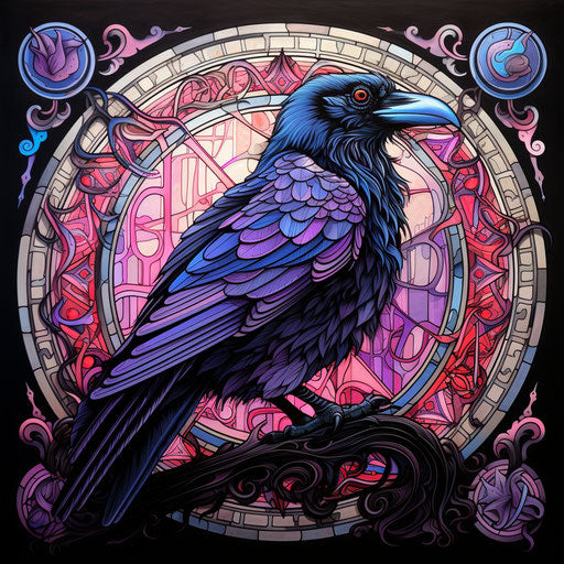 Crow with intricate feathers