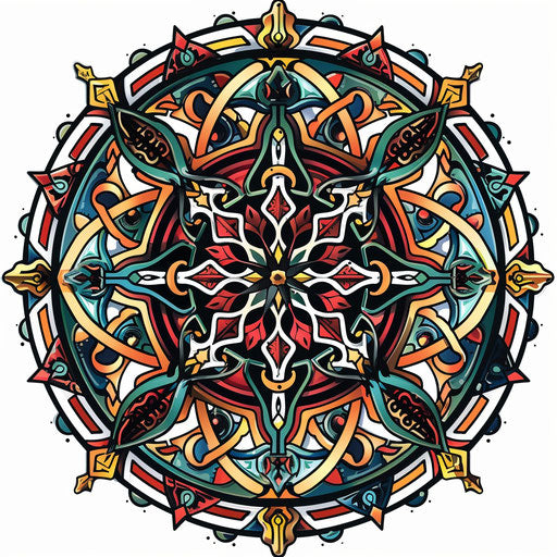 Vibrant Viking compass with intricate Nordic patterns