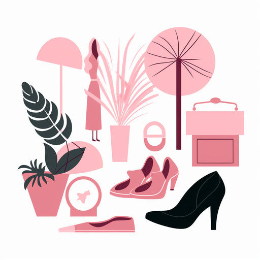 Pink minimalist clipart on white background