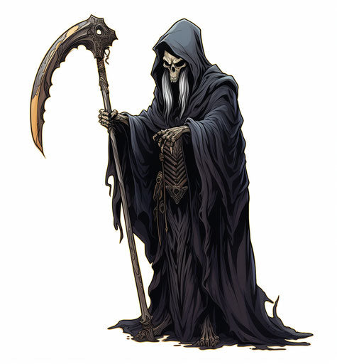The grim reaper with a realistic gothic scythe