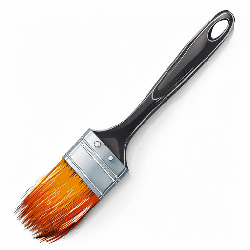 Paint brush clip art in photo-realistic style with flat background