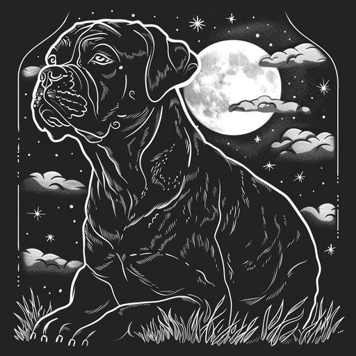 Mystical flat clipart style sketch for a dog outline tattoo