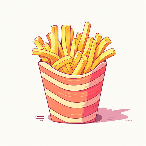 French fries clipart in Pastel Colors Art style, on white background