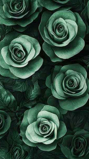 Wallpaper of many large green roses