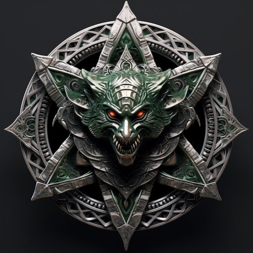 Celtic pentagram dragon art style, UHD image, sculpted