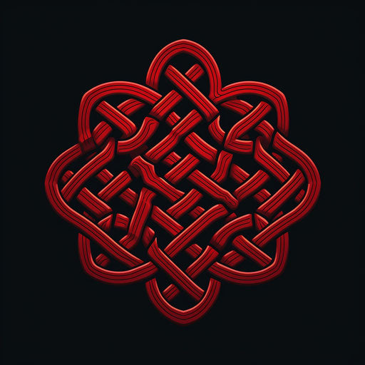 Ancient symbol of knotting red squares