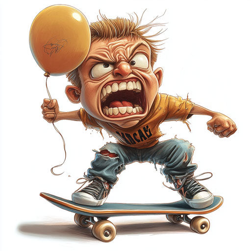 High-Quality Skateboard Caricature Clipart for Dynamic Content
