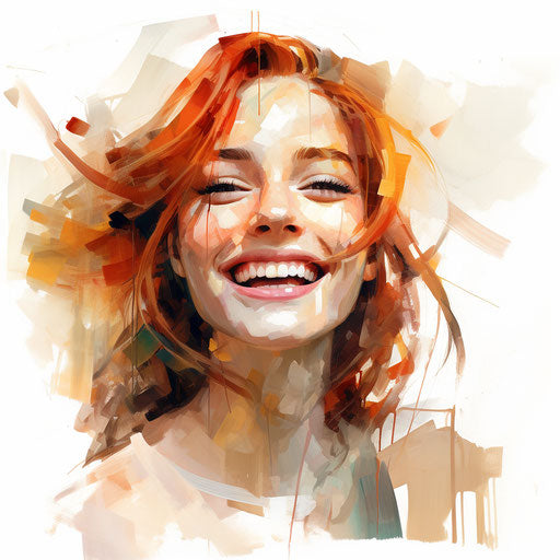Smile clipart in the style of oil painting, on a white background