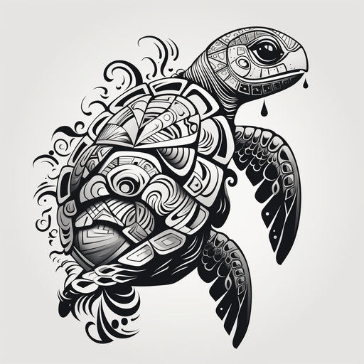 "Minimalist Maori Turtle Tattoo Design"