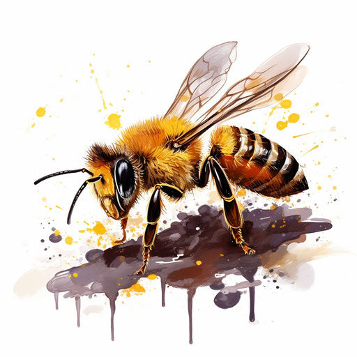 Abstract art of bees in the style of oil painting