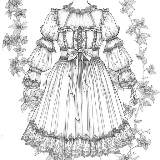 Vintage dress with lace and ribbons, 1920s theme