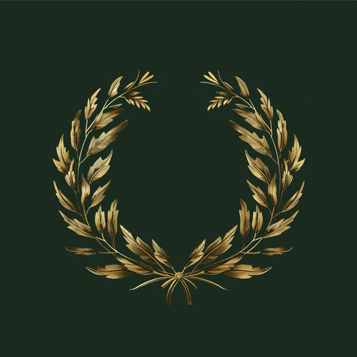 Sophisticated painting logo with laurel wreath on dark green background