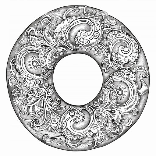 Donut with detailed paisley patterns and elegant designs