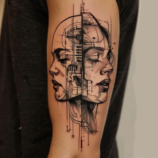 Father daughter tattoos with futuristic designs