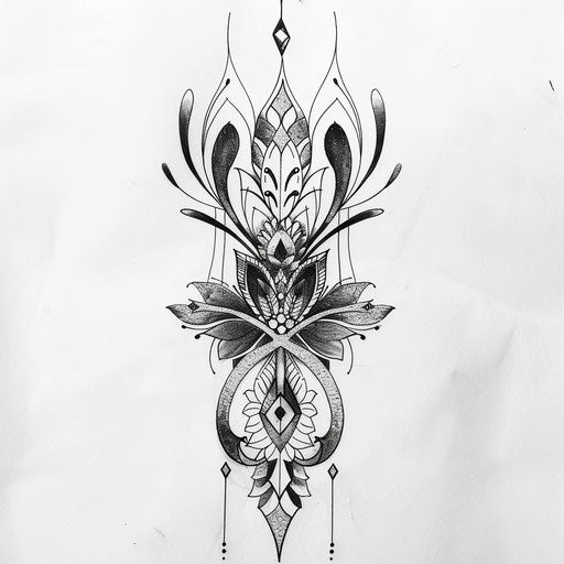 Contemporary tattoo sketch of a Batok pattern with a minimalist aesthetic and bold outlines