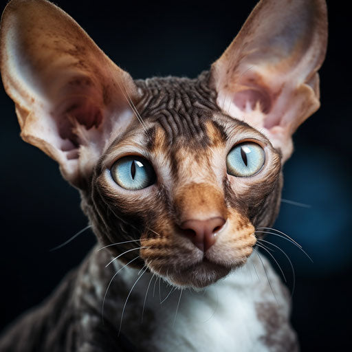 Cornish Rex cat closeup of the face