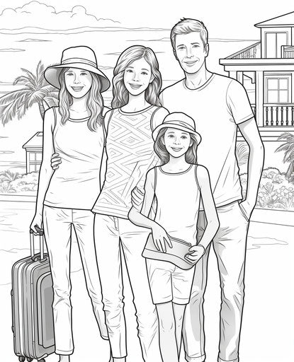 Summer vacation coloring page, softbox lighting