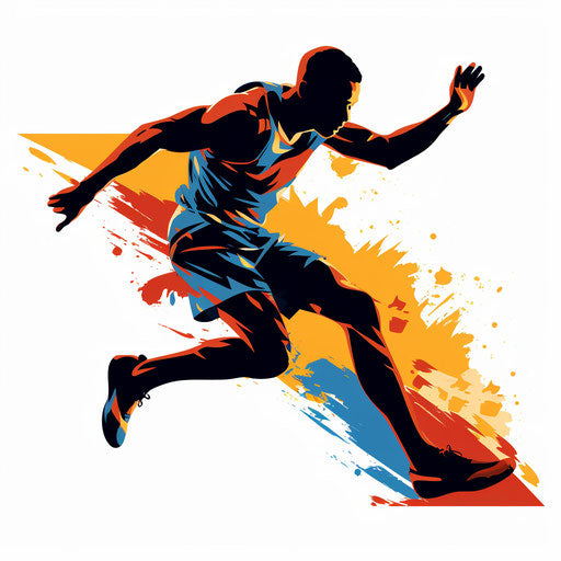 Track and field clipart in the style of Chiaroscuro Art, on a white background