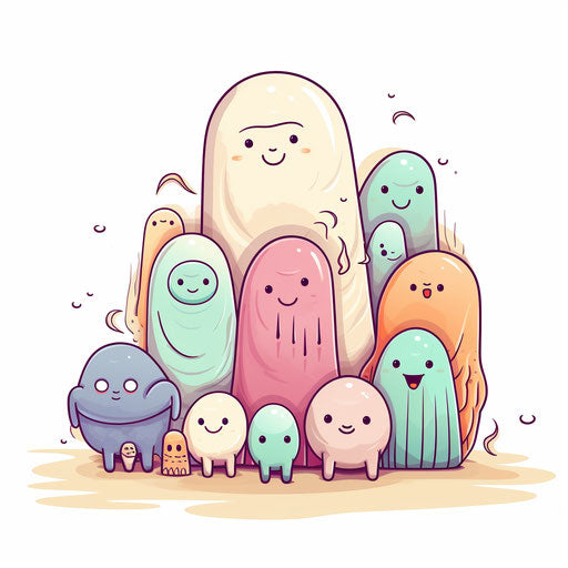 Pastel Colors Art style clipart on white background