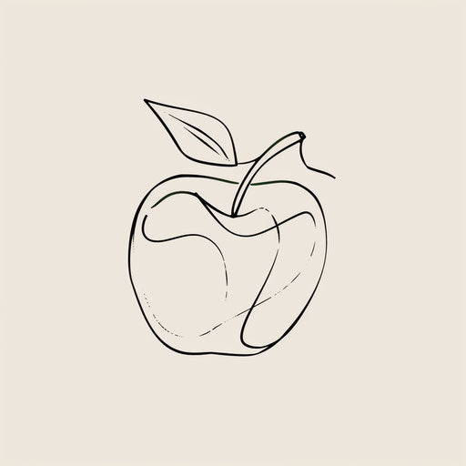 Minimalist tattoo sketch of an apple on white background