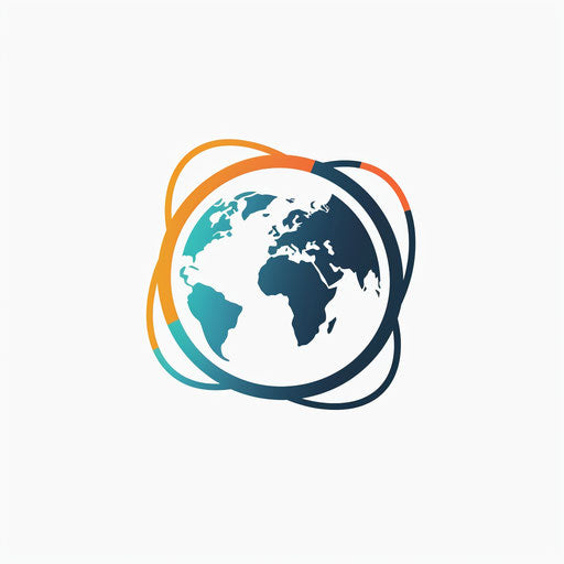 Stylized globe logo for a global service