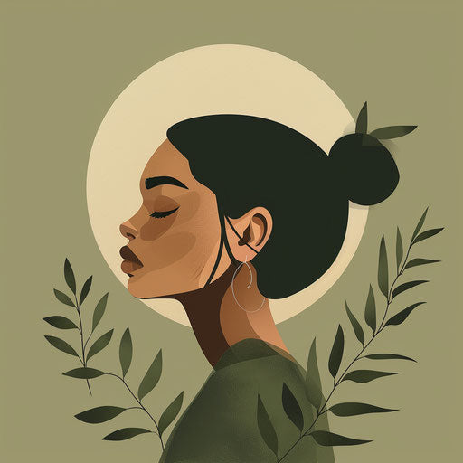 Cultural clipart with muted olive background, soft gradients