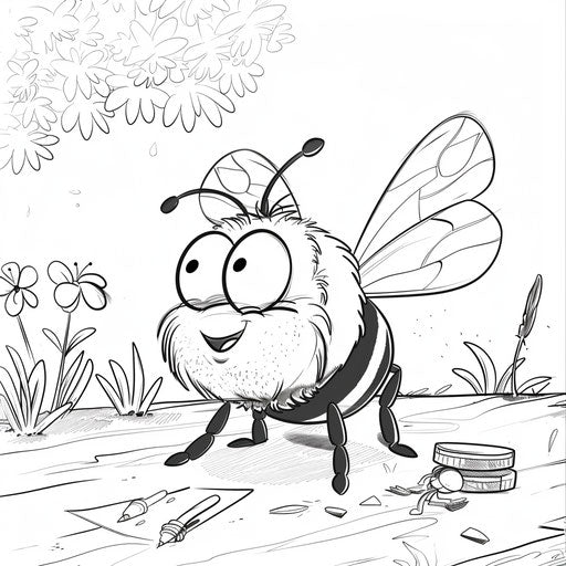 Humorous animated bee scene with exaggerated expressions