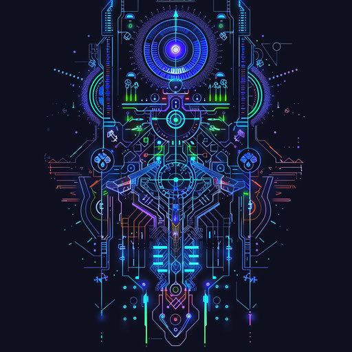 Futuristic flat tattoo sketch of a digital balance meter