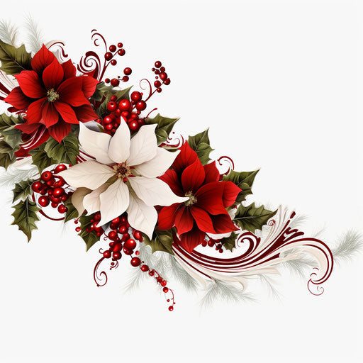 Christmas border clipart in the style of Chiaroscuro Art, on white background