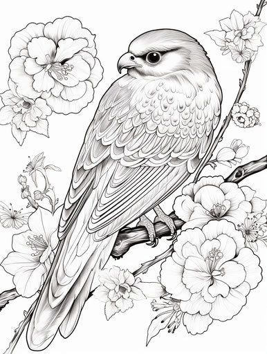 Swallow coloring book, free-flowing lines style