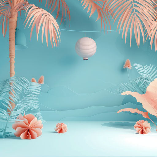 Realistic festival clipart on flat serene aqua background