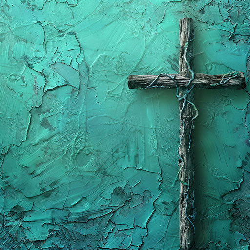 Realistic faith clipart with flat teal background