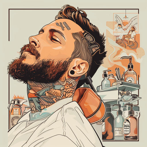 Modern flat tattoo sketch of a barber at work