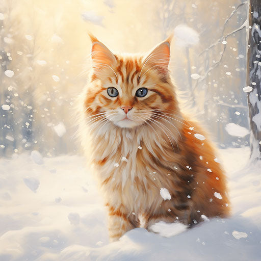 Ginger cat in the snow
