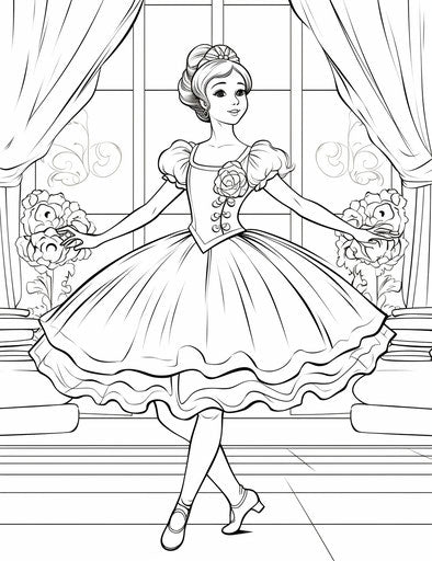 Free ballet coloring pages for girls in red and aquamarine style