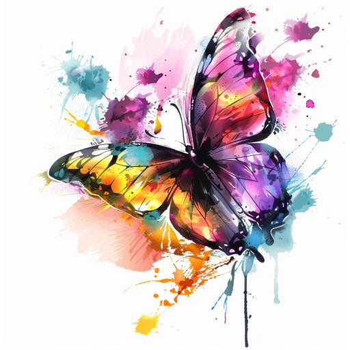 Vibrant watercolor butterfly on white background