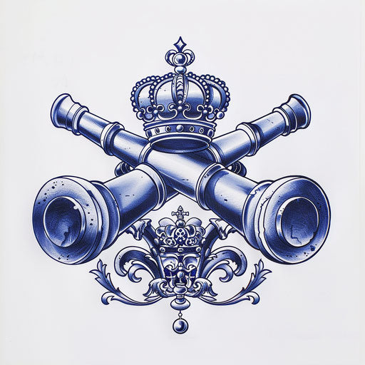 Navy tattoo: crossed cannons under a crown