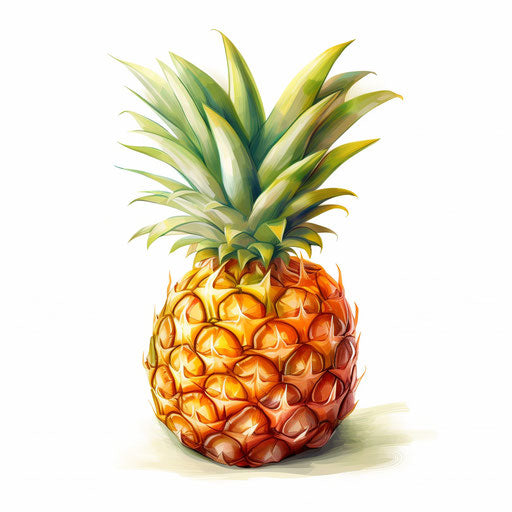 Pineapple in Oil painting style on white background