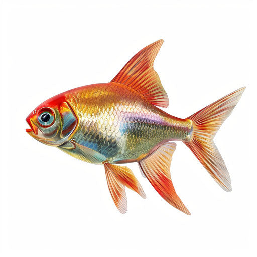 Clipart images of fish in photo realistic style with a flat white background, modern design and vibrant colors