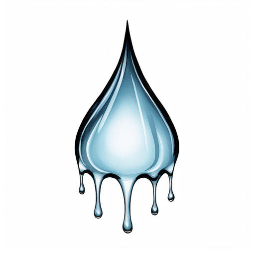 Raindrop illustration in the style of Chiaroscuro Art, on white background