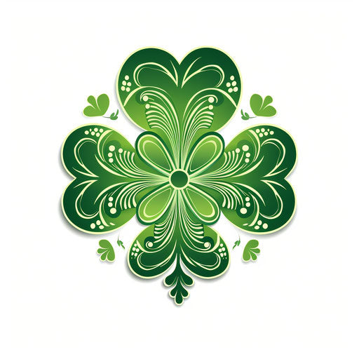 Shamrock illustration in the style of Chiaroscuro Art, on white background