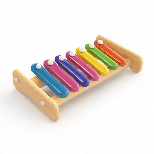 3D xylophone with flat white background, isolated clipart